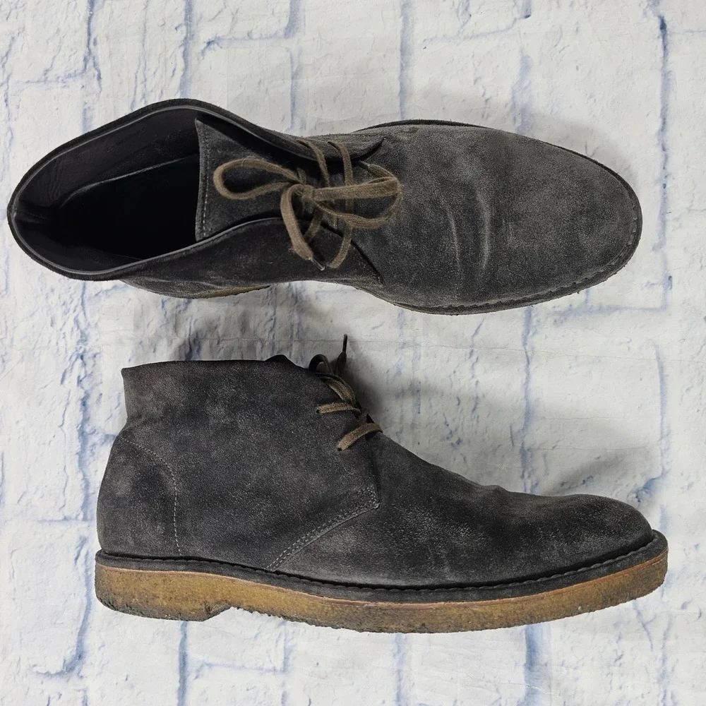 Vince Chukka Boots Mens 11.5 Dark Grey Suede Made in Italy Desert Lace Up